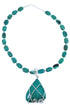 Southwestern Sterling Silver Turquoise Bead Necklace And Pendant Set DX117635